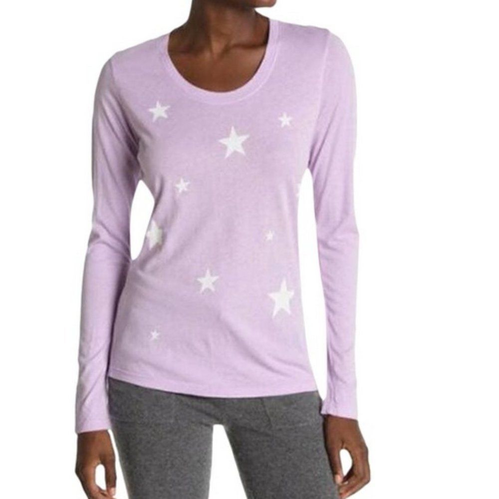Sundry Purple Long Sleeve Tee with Stars Size Small